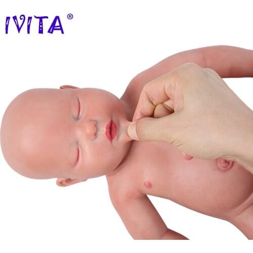 Send from US & China IVITA WB1510 47cm 18.5Inch 3700g Silicone Reborn Soft Dolls Realistic Lifelike Boy Closed Eyes Baby Toys