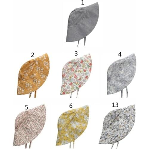 J2FF 2021 New Baby Sun Hat Boys Cap Children Panama Unisex Beach Girls Bucket Hats Floral Vintage Infant UV Protection