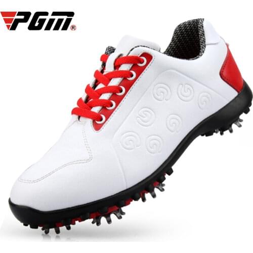 PGM Waterproof Golf Shoes Womens Shoes Lightweight Knob Buckle Shoelace Sneakers Ladies Breathable Non-Slip Trainers Shoes XZ109