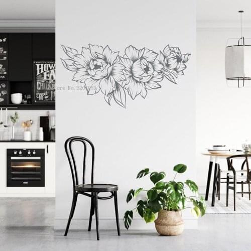 Peony Wall Decal Big Flowers for Home Decoration Vinyl Living Room Stickers Floral Nursery Décor Removable YT6272