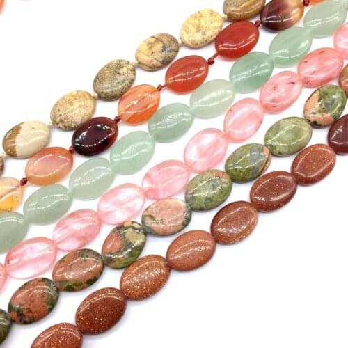 Fashion Stone Beads Flat Oval Bead Smooth Puff Bead 10x14 mm Great For DIY Making Jewelries Supplies