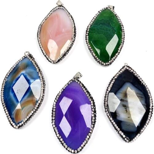 Natural Stone Striped agates pendant section Crystal Stone Quartz Pendant for Handmade Jewelry Making DIY necklace accessories