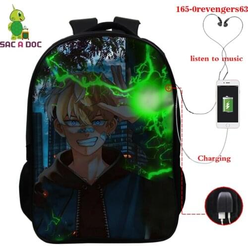 Anime Tokyo Revengers Children Schoolbag Orthopedic Backpack Student 16 Inch Mochila Tokyo Revengers Laptop Usb Charge Backpack
