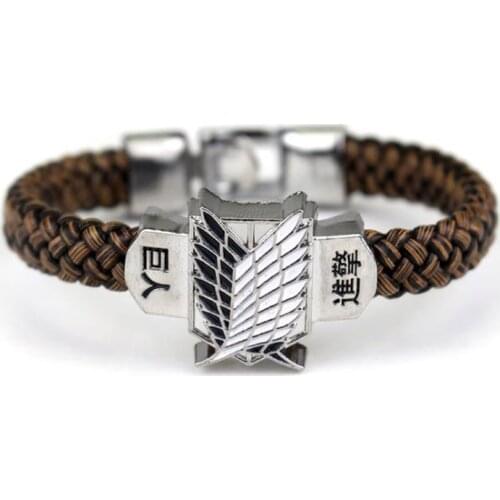 1 Pcs Cartoon Anime Attack on Titan PU Leather Rope Woven Bracelets Fans Cosplay Collection Gift Action Figure Toys