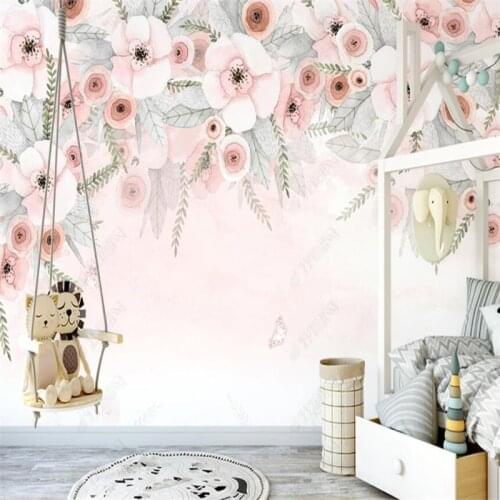 Nordic Hand-painted Rose Flower Romantic Cherry Blossom Mural Living Room Bedroom Decor Wallpaper 3D Wall Papers Home Decor