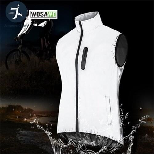 WOSAWE Autumn MTB Cycling Sports Full Reflective Vest Sleeveless Jacket Running Windproof Rainproof Warm Breathable Bicycle Vest