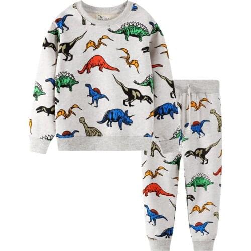 New Boys Long Sleeve Sweatshirt Two-piece Cartoon Dinosaur Printed Childrens Sweatshirt Set