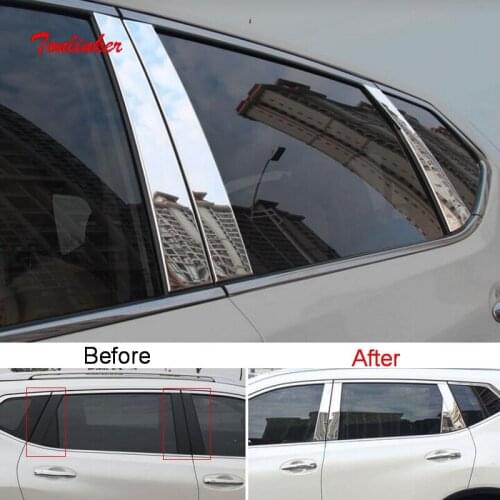 Tonlinker Car window column Cover Case Stickers for Nissan X-Trail T31 2014-17 Car Styling 8 PCS Stainless Steel Cover stickers