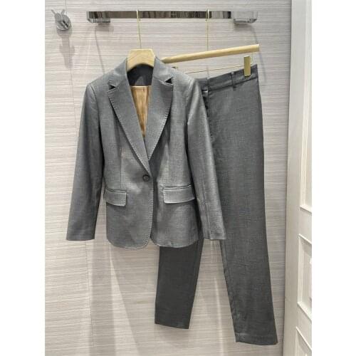 High Quality Blazers Suit Sets 2020 Fashion Long sleeved Blazer and Wide-leg Pants Two-piece Suit Set