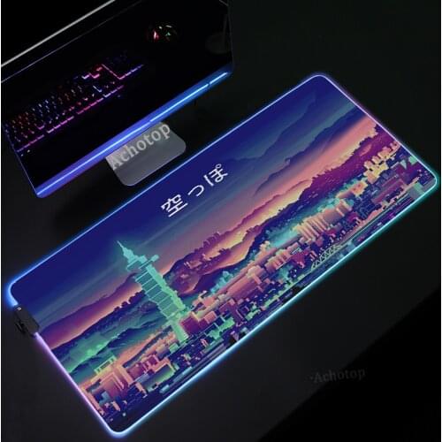 Evangelion Logo Mouse Pad RGB Gabinete Gamer PC Computer Anime Keyboard Mouse Mat 4mm Luminous Large Mousepad Keyboard Desk Mat