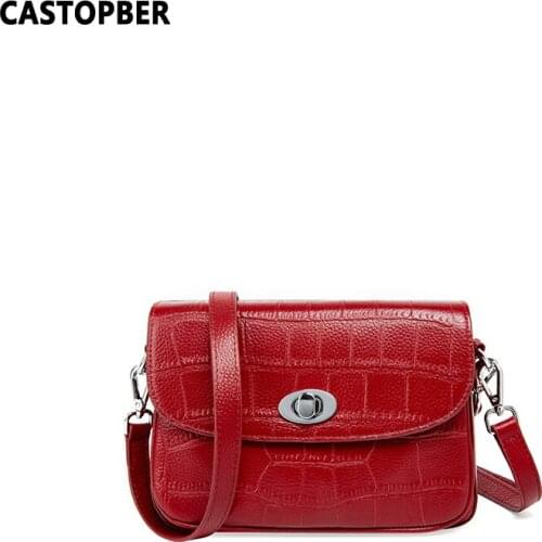 Fashion Womens Small Crossbody Bags Cow Genuine Leather Vintage Shoulder Purse Ladies Bag With 2 Strap Designer High Quality