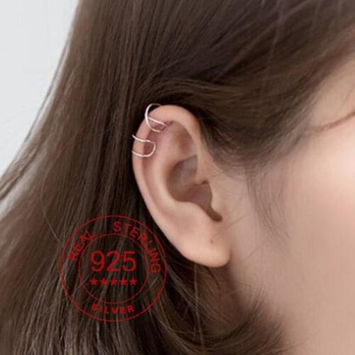 925 Sterling Silver Cross Ear Cuff Double Line Non Pierced Earrings for Women Small Ear Clip on Earrings Cartilage Jewelry