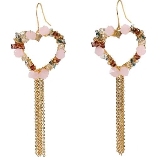 LANFLORA new heart handmade women tassel earrings Freshwater Pearl earrings copper alloy earrings free shipping