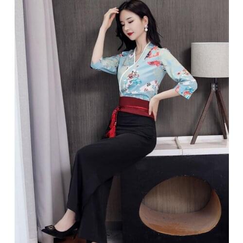 Spa Work cloth Women Japanese Style Kimono Overalls Spring Beautician