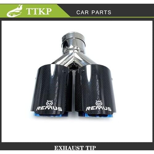 1 PCS Air Lnlet (63mm) Exhaust (89mm) Glossy Carbon Fiber+Stainless Steel Muffler Pipe Car Universal Modified Exhaust Pipe