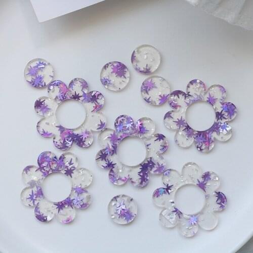 10PCS 16mm 40mm Acrylic Flowers Connectors Charm DIY Earring Accessories For Jewelry Making