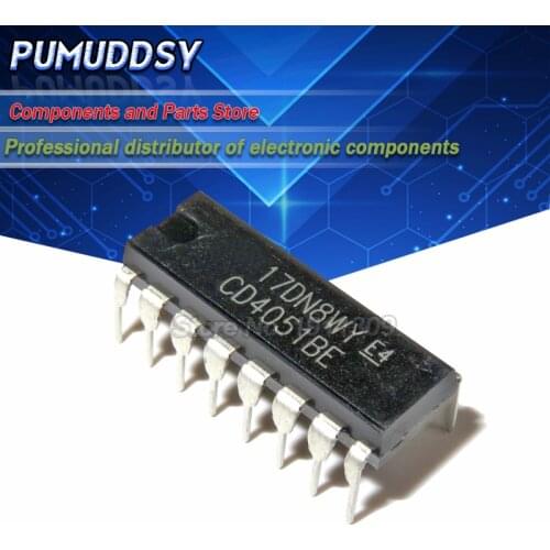 10PCS CD4051BE DIP16 IC MUX/DEMUX 8X1 16DIP CD40518E