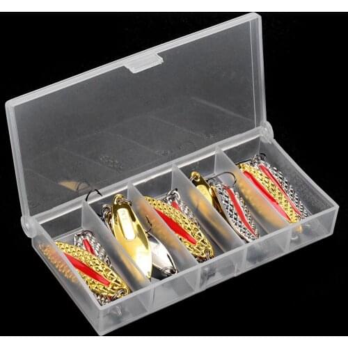 10pcs/Set Metal Fishing Lures Bass Spoon Crank Bait Saltwater Tackle Hooks Fishing Lures Hard Sequin Paillette Baits Set