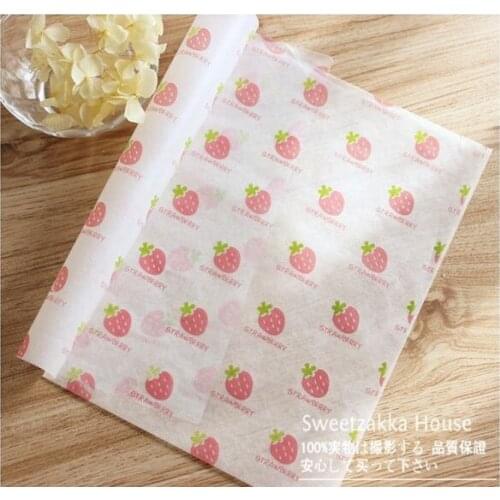 200 Sweet Strawberry Sandwich Wrapping Paper / Food Hamburger Greaseproof Wax Paper Sheet (S0716E)