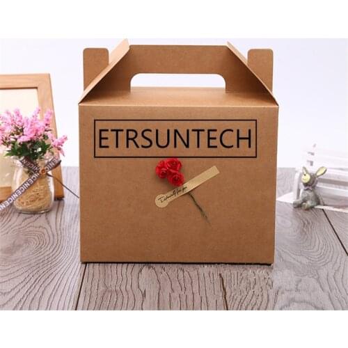 200pcs Large kraft paper cake box with handle portable Ecofriendly Kraft Box Kraft Paper cake food Fruit Packing Box 22x13x18cm