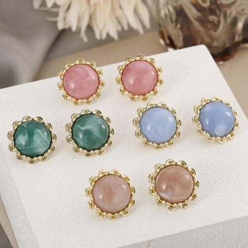 2021 Vintage Amber Stud Earrings For Women Retro Elegant Statement Earrings Gift Accessories Jewelry