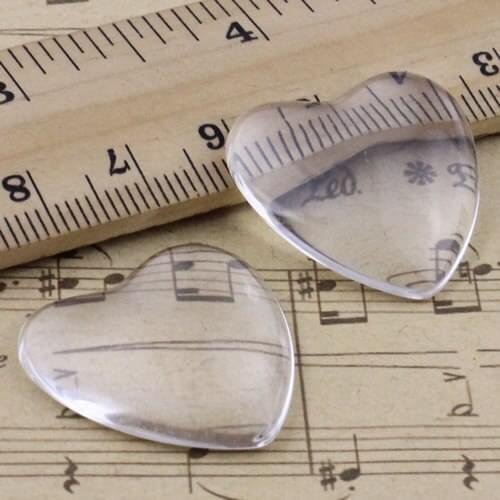 20x20mm Thickness:6mm Heart Flat Back Clear Glass Cabochon Dome Cameo Jewelry Finding 8pcs/lot (K02929)