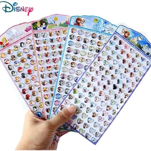 98Pcs/Sheet 3D Disney Stickers Frozen Princess Girl Sofia Acrylic Crystal Sticker Aesthetic Cute Teacher Reward Cartoon Kid Gift