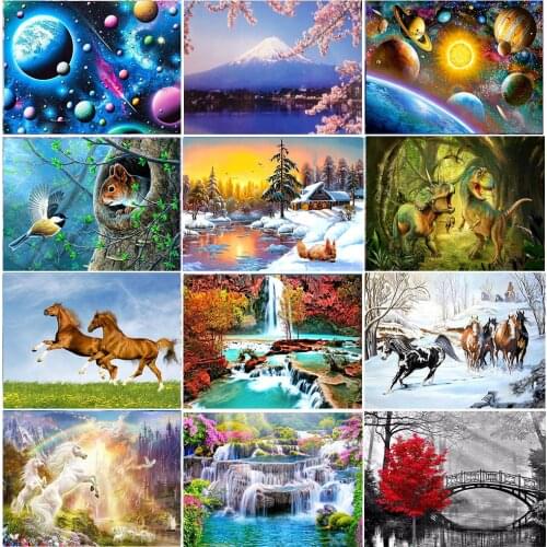 DIY Diamonds embroidery Animal landscape Diamond painting Planet rhinestone Picture Full Round diamond home Decora 30x40 size
