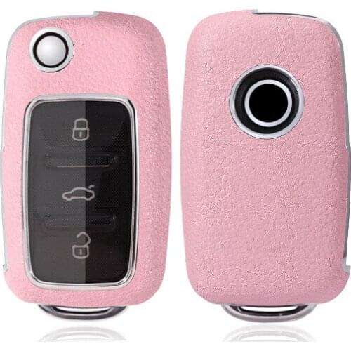Kwaks Car Key Case For VW Protective Macaron Color 2-3 Buttons Special Key Cover With Keychain