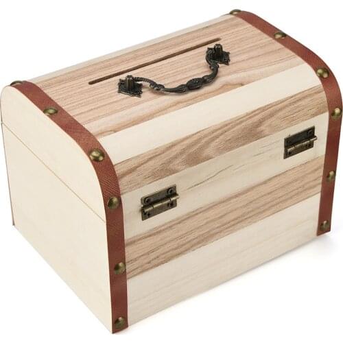 Wooden Piggy Bank Safe Money Box Savings With Lock Wood Carving Handmade Durable High Quality Practical Delicate Convenience