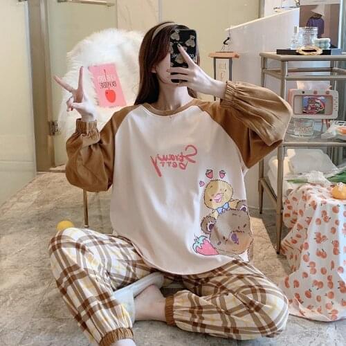 Spring Nightgown Plus Size Loose Version Pyjamas Women Sleepwear Cotton Nighty Cartoon Princess Style Pajama Set