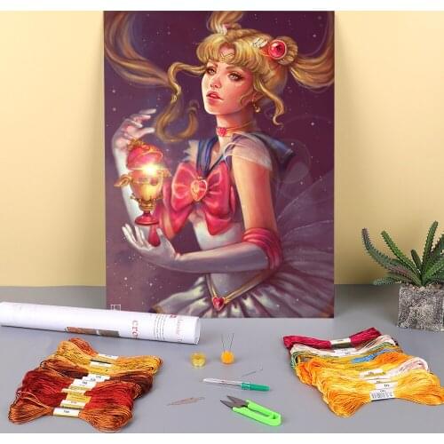 Cartoon Girl Woman Printed Canvas 11CT Cross-Stitch Embroidery Complete Kit DMC Threads Knitting Handicraft Sewing Floss