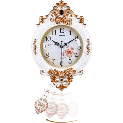 Double-sided Wall Clock European Pastoral Wrought Iron Clocks Home Living Room Silent Movement Double-sided Wall Clock 5K594