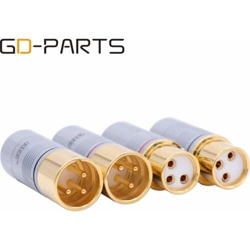 EIZZ Tellurium Copper 3 Pin Male Female XLR Connector MIC Snake Plug Adapter 24K Gold plated For HIFI Audio AMP Microphone DIY