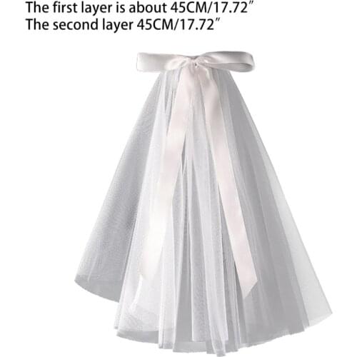 X7YC 2 Tier Wedding Veil with Comb for Kids Cut Edges Tulle Veil for Flower Girl Short Length Girls Communion Headwear
