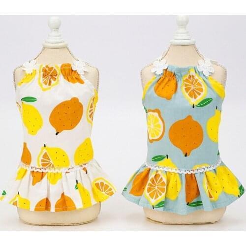 Fruit Design Hot Sale Dog Clothes Dress Lemon Myrica rubra Pet Cats Skirt Dress Summer For Small Dogs XS-XL Dog Clothing