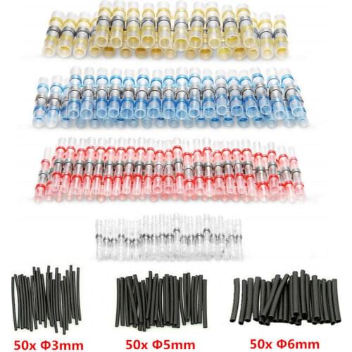 200PCS Waterproof Soldering Sleeve Seal Heat Shrink Electrical Wire Connectors Terminals Butt Splices 22-10AWG