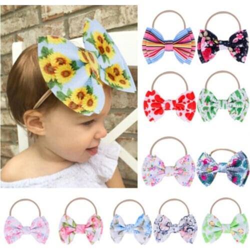 Infant Baby Girl Bow Headband Newborn Baby Girls Stretch Hair Band Headdress Headwear Elastic Hair Band Hair Accessories Cheaply