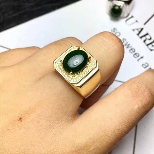 925 Pure silver inlaid with natural Jasper ring mens overlapping mouth can be determined as a dead ring ring fathers day gift