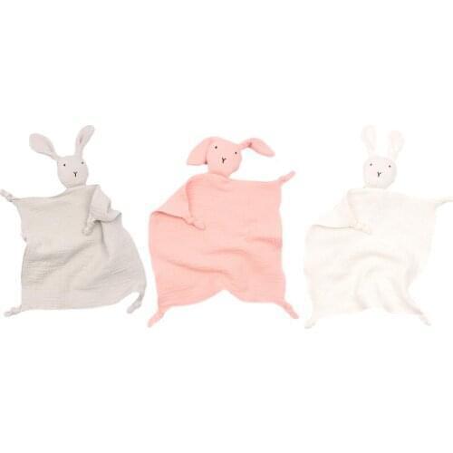 Comfort Towel Baby Soother Appease Towel Bib Soft Animal Rabbit Gauze Doll Teether Infant Sleeping Nursing Cuddling Blanket