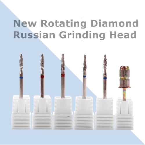 Nail Drill Bits Set Diamond 6Pcs 3/32 inch for Acrylic Nails Cuticle Gel Nails Removal Professional Manicure Pedicure Tools