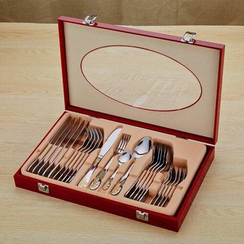 24Pcs Silver Cutlery Set Reusable Utensil Kit Stainless Cutlery Spoon Fork Knife Travel Utensil Set Tableware Christmas Dinnerwa