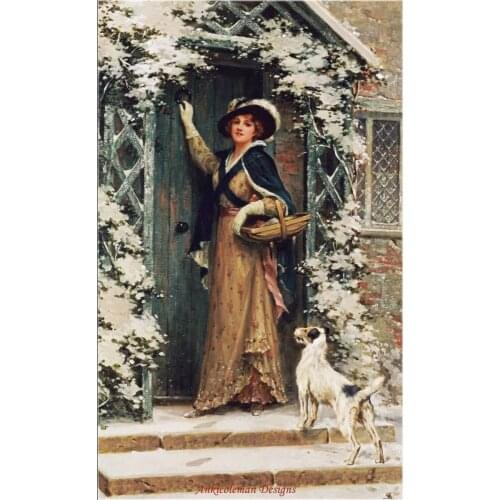 Embroidery Counted Cross Stitch Kits Needlework - Crafts 14 ct DMC color DIY Arts Handmade Decor - Knock Door in Winter