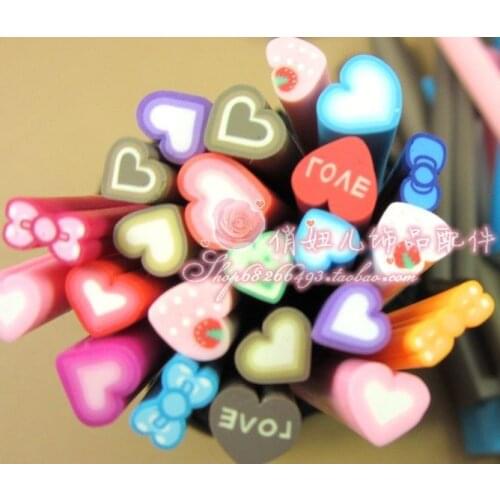 New 100PCS 3D Heart-shaped Mix Fimo Clay Slice Nail Art free shipping