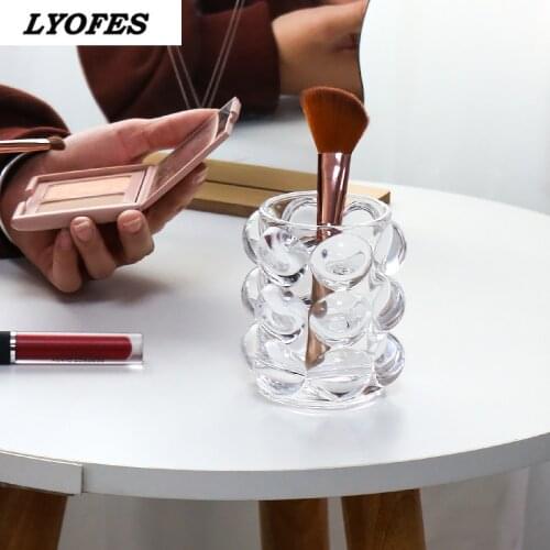 Office Accessories Glass Holder Pen Makeup Brush Stand Pencil Organizer for Desk School Supplies Desktop Desk Accessories