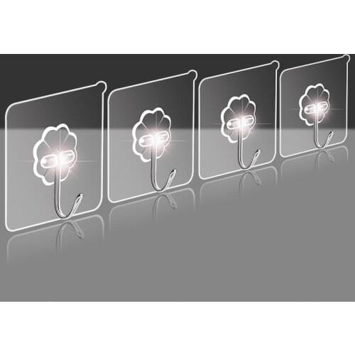 10Pcs Transparent Strong Self-Adhesive Hooks Plug Finishing Accessories Kitchen Wall Organize Hooks Clothes Hats Storage Tools