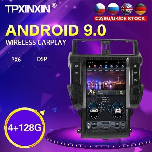 PX6 Android 9.0 4+128G Tesla Style Car Radio For Toyota Land Cruiser Prado 150 2014-2017 GPS Navi Stereo Head Unit DSP Carplay