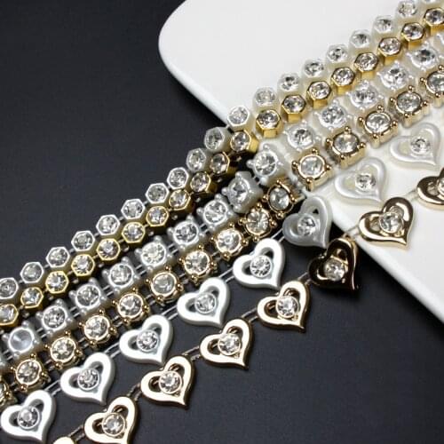 Roll Pearl Chain Tape Rhinestones Pearl White/Gold Yard Rhinestone Chain ABS Sewing Accessories For Clothes Diy Resin Crafts
