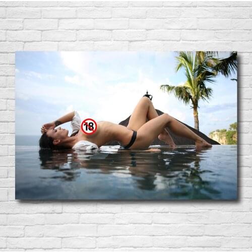 Sexy woman swimming on vacation Babe Body Cover Pictures Wall Art Poster Canvas Painting Print Art for Home Room Decor