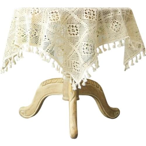 Hollowed Tablecloth Cotton Table Cloth WithTassel Dining Table Cloth Comfortable Does Not Fade Home Textile wedding decoration